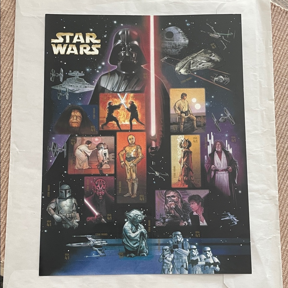 Star Wars 15 Stamps Poster 2007 Iconic Characters Mint Never Hinged Uncirculated